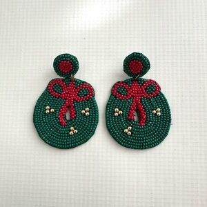 Lisi Lerch Christmas Wreath Beaded Earrings